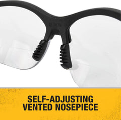 DEWALT DPG59 Reinforcer Rx-Bifocal High Performance Protective Eyeware with Rubber Temples and Protective Eyeglass Sleeve - Clear Lens, 1.0 Diopter