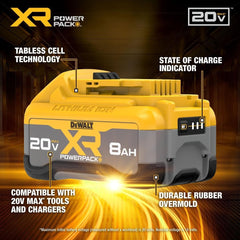 DEWALT 20V MAX XR 8Ah POWERPACK Lithium Ion Battery, 2-Pack (DCB2108-2)