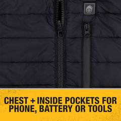 DEWALT DCHV095BD1 Cold Weather Men's Heated Puffer Vest Kit with Battery - Black, Size S